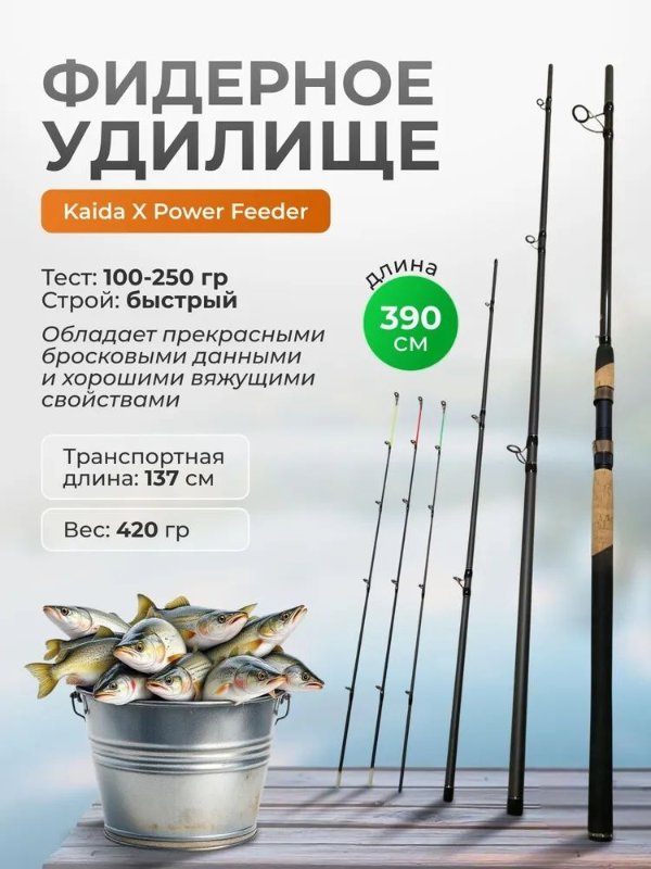Изображение Удилище фидерное Kaida X Power 3.9м до 250г