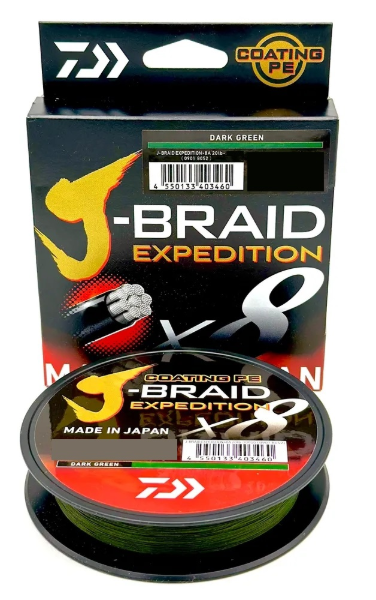 Изображение Плетеный шнур 8x Daiwa J-Braid Expedition 150м 0.10мм Dark Green