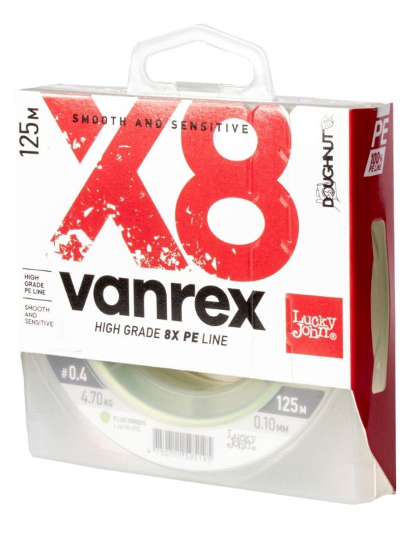 Изображение Плетеный шнур 8x Lucky John Vanrex 125м 0.14мм Fluo Green